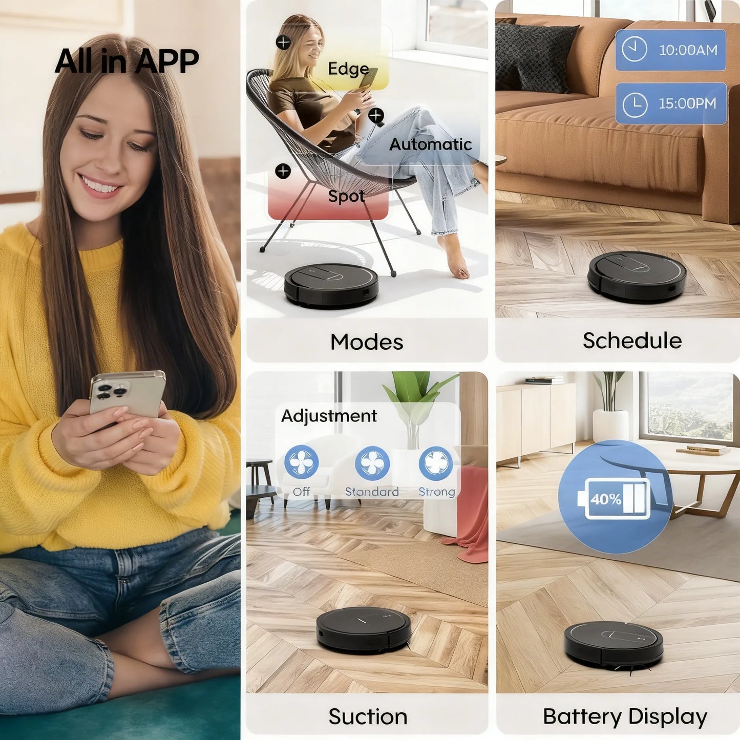 4-in-1 Robot Vacuum and Mop with Smart App Control